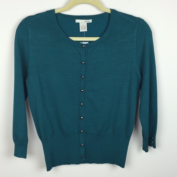 evie. - Faceted Jewel Cut Button Down Cardigan - Picture 1 of 6